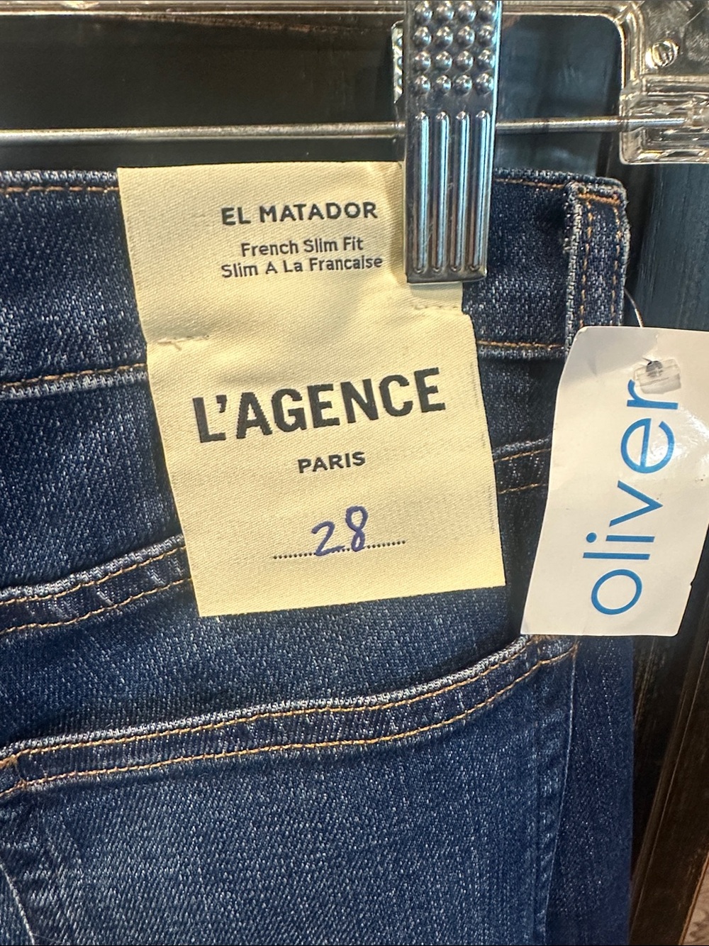L'AGENCE Dark Wash Blue Women's Jeans French Slim Fit - Picture 6 of 12